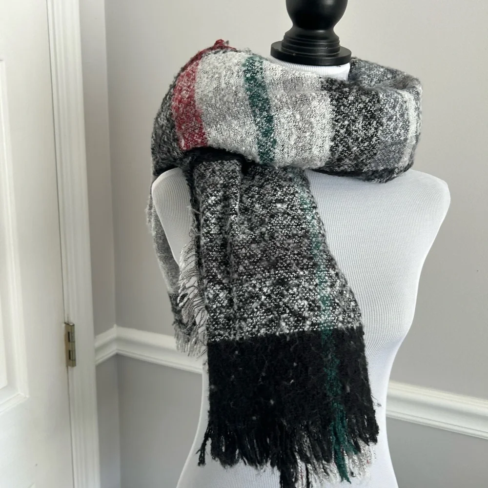 Simply Southern Soft Plaid Shawl - Black, Red, Green, White